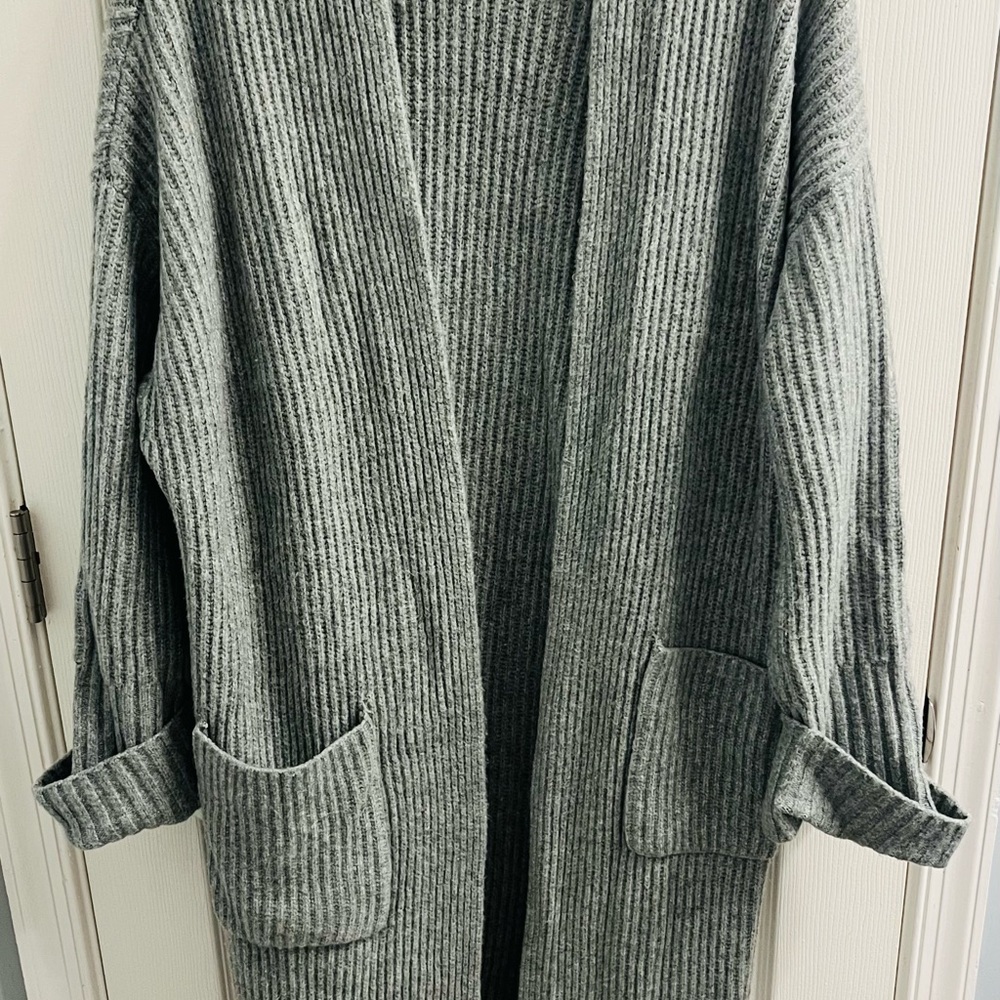 Abercrombie & Fitch Grey Ribbed Duster Cardigan